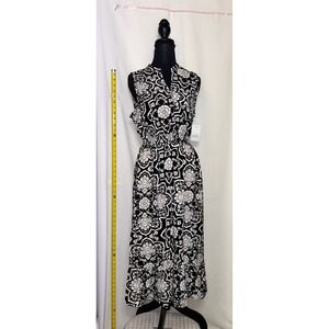 Croft & Barrow Black White Floral Print Sleeveless Maxi Dress Women's Size S